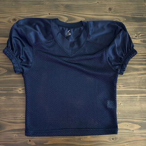 CHAMPRO Youth Football Jersey Navy Blue Mesh V-Neck Size M CS